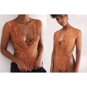 Lace Plunge Bronze Bodysuit